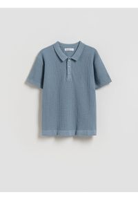 Reserved - T-shirt polo - niebieski. Typ kołnierza: polo. Kolor: niebieski. Materiał: dzianina, bawełna #1