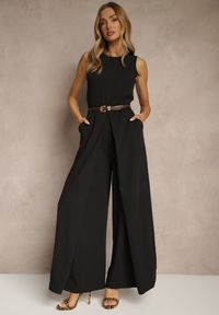 Renee - Czarny Kombinezon Bez Rękawów z Nogawkami Wide Leg Noreldi. Kolor: czarny. Długość rękawa: bez rękawów. Styl: elegancki