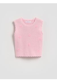 Reserved - Dzianinowa kamizelka - pastelowy róż. Kolor: różowy. Materiał: dzianina #1