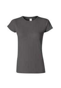 GILDAN - Koszulka Damska Krótki Rękaw Soft Style. Kolor: brązowy, szary, wielokolorowy. Długość rękawa: krótki rękaw. Długość: krótkie. Sport: turystyka piesza #1