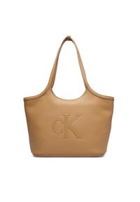 Calvin Klein Torebka Bold Ck LV04F3562G Beżowy. Kolor: beżowy. Materiał: skórzane #5