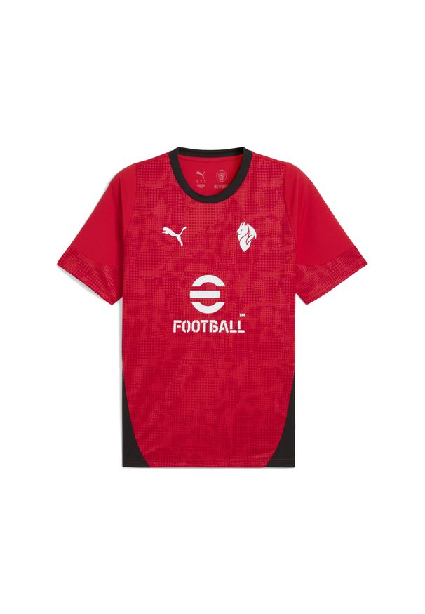 Puma - Męska koszulka treningowa AC Milan PUMA. Kolor: czarny, czerwony, wielokolorowy. Sport: bieganie