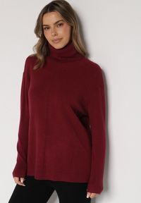 Born2be - Bordowy Sweter z Golfem i Dodatkiem Kaszmiru Rorizia. Okazja: na co dzień, do pracy. Typ kołnierza: golf. Kolor: czerwony. Długość: długie. Wzór: aplikacja. Materiał: kaszmir. Długość rękawa: długi rękaw. Sezon: zima, jesień. Styl: klasyczny, casual #7