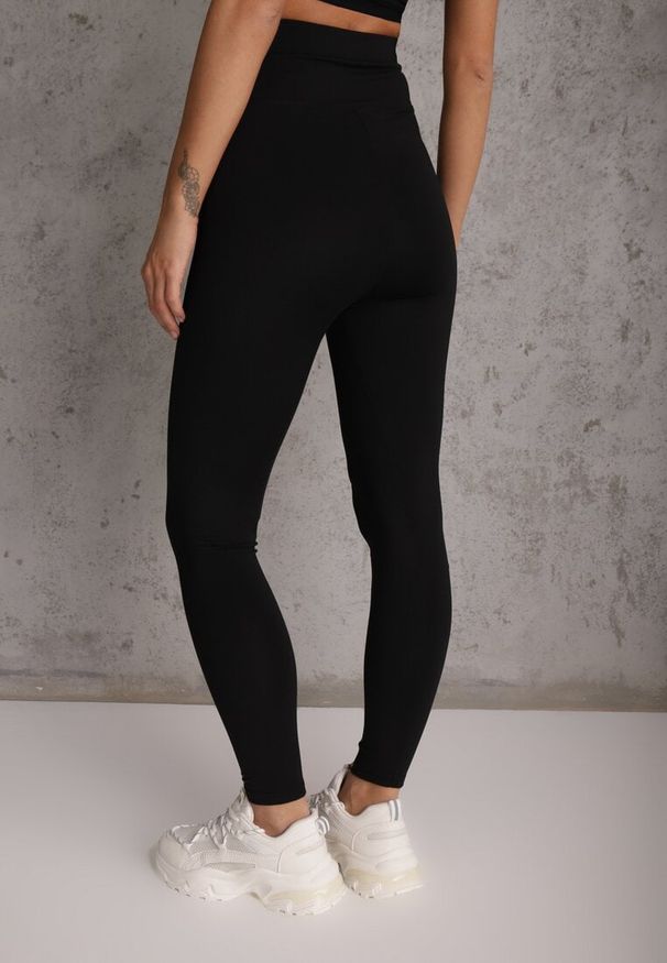 Renee - Czarne Casualowe Legginsy High Waist z Pasem Wspierającym Linię Talii Azivera. Okazja: na co dzień. Stan: podwyższony. Kolor: czarny. Styl: casual