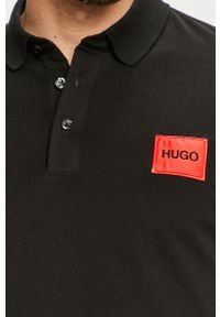 Hugo - Polo. Typ kołnierza: polo. Kolor: czarny. Materiał: bawełna, dzianina. Długość: krótkie. Wzór: gładki #4