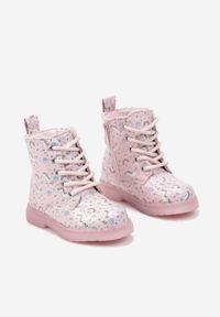 Born2be - Różowe Botki Traperki Zapinane na Zamek Błyskawiczny Erissale. Okazja: na co dzień. Zapięcie: zamek. Kolor: różowy. Materiał: jeans. Wzór: kolorowy. Styl: klasyczny, casual, elegancki