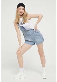 Hollister Co. ogrodniczki jeansowe. Kolor: niebieski #4