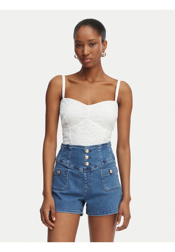 Guess Top W6GH47 W1880 Biały Classic Fit. Kolor: biały. Materiał: bawełna