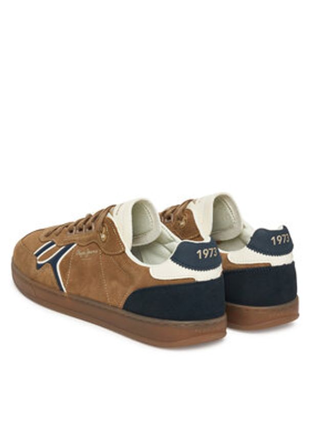 Pepe Jeans Sneakersy Ball Mix M PMS000009 Brązowy. Kolor: brązowy. Materiał: zamsz, skóra