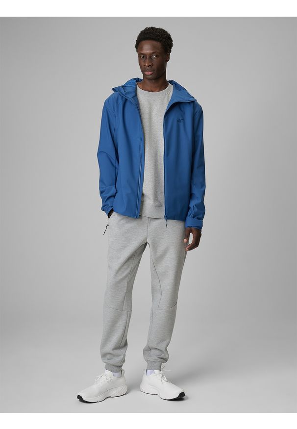 4f - 4F Kurtka przejściowa membrana 5000 męska - granatowa S. Okazja: na co dzień. Kolor: niebieski. Materiał: skóra, materiał. Styl: casual