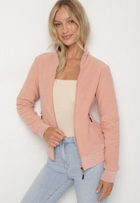 Born2be - Beżowy Polar Bluza Rozpinana z Bawełną Nerrive. Kolor: beżowy. Materiał: polar, bawełna. Styl: klasyczny