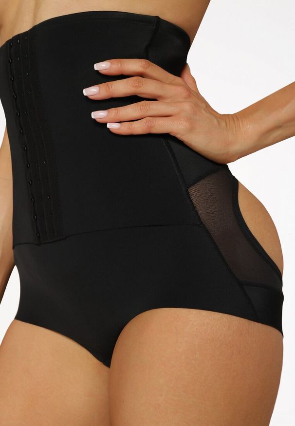 Born2be - Czarne Majtki Modelujące z Push-Up z Wysoką Talią Larniessa. Kolor: czarny