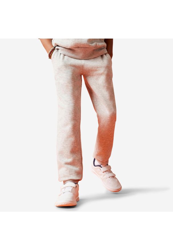 DOMYOS - Spodnie dresowe dla dzieci Domyos. Kolekcja: plus size. Kolor: szary. Materiał: dresówka