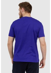 Armani Exchange - ARMANI EXCHANGE Niebieski t-shirt męski z logo. Kolor: niebieski. Materiał: prążkowany #3