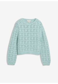 bonprix - Gruby sweter w ażurowy wzór. Kolor: szary. Wzór: ażurowy #1