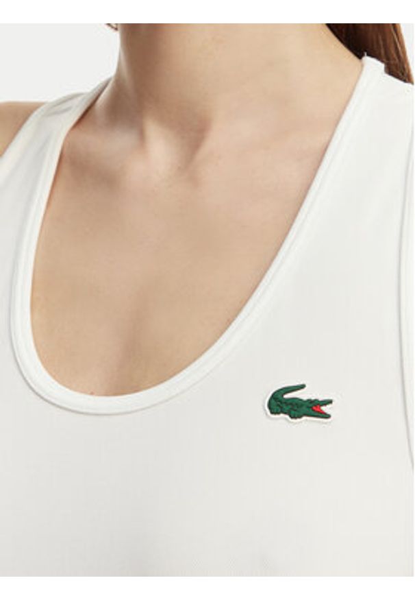 Lacoste Top TF0160 Biały Slim Fit. Kolor: biały. Materiał: syntetyk