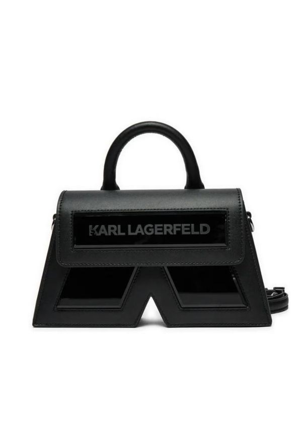 Karl Lagerfeld - KARL LAGERFELD Czarna torebka Ikon/k Cb Leather. Kolor: czarny. Materiał: skórzane