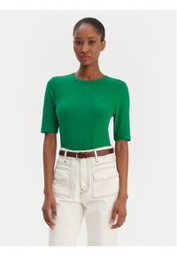TOMMY HILFIGER - Tommy Hilfiger T-Shirt WW0WW47308 Zielony Slim Fit. Kolor: zielony. Materiał: wiskoza #1