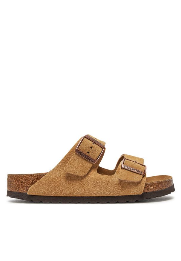 Birkenstock Klapki Arizona zamsz 1026190 Brązowy. Kolor: brązowy. Materiał: skóra, zamsz