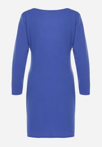 Born2be - Granatowa Sukienka Kopertowa z Ozdobnym Marszczeniem Ohildria. Kolor: niebieski. Typ sukienki: kopertowe. Styl: elegancki #6