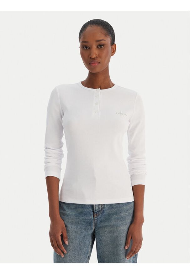 Calvin Klein Jeans Bluzka LV047E201G Biały Regular Fit. Kolor: biały. Materiał: bawełna