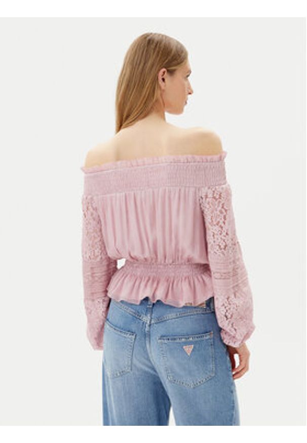 Guess Bluzka W5GH0S WE550 Różowy Regular Fit. Kolor: różowy. Materiał: wiskoza