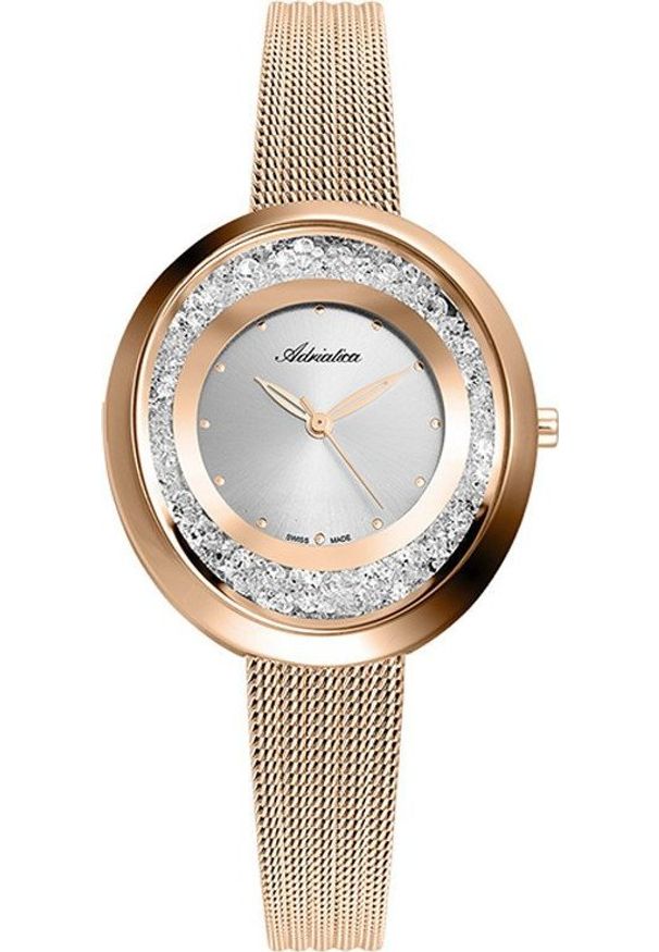 Zegarek Adriatica Zegarek damski Adriatica A3771.9147QZ różowe złoto. Kolor: złoty, wielokolorowy, różowy