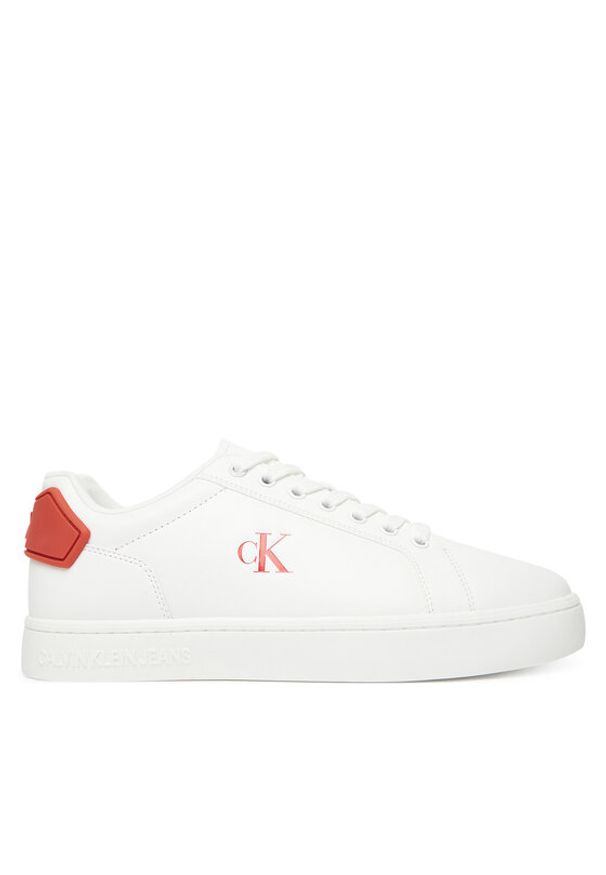 Calvin Klein Jeans Sneakersy Classic Cupsole Ru Patch Lth YM0YM01297 Biały. Kolor: biały. Materiał: skóra