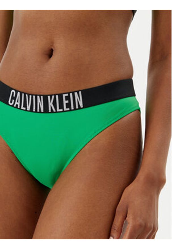Calvin Klein Swimwear Dół od bikini KW0KW02856 Zielony. Kolor: zielony. Materiał: syntetyk