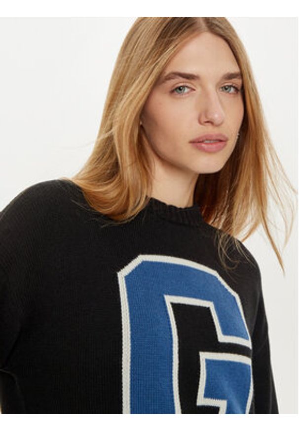 Guess Jeans Sweter W4BR11 Z3HN2 Czarny Regular Fit. Kolor: czarny. Materiał: syntetyk