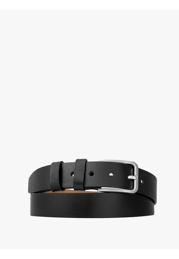 Ryłko - Czarny skórzany pasek ze srebrną klamrą. Kolor: czarny. Materiał: skóra. Styl: street