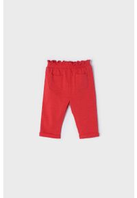 Mayoral spodnie dziecięce kolor czerwony gładkie. Kolor: czerwony. Wzór: gładki