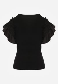Renee - Czarna Bluzka Dislie. Kolor: czarny. Materiał: bawełna, jeans, dzianina. Wzór: kwiaty, gładki. Sezon: lato. Styl: elegancki #8