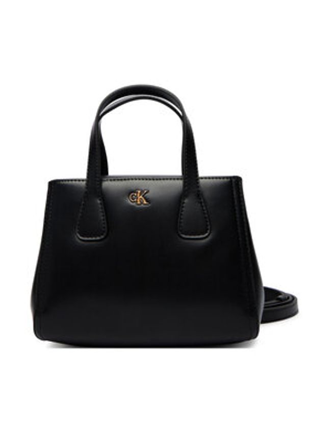 Calvin Klein Torebka Ck Mini Tote Crossbody LV04F3520G Czarny. Kolor: czarny. Materiał: skórzane