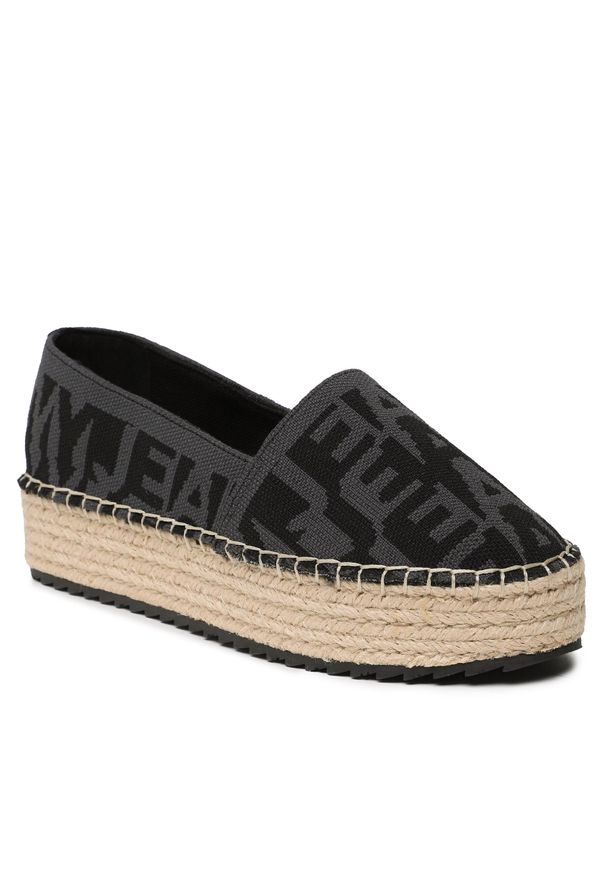 Espadryle Tommy Jeans Logomania Espadrille EN0EN02079 Black 0GJ. Kolor: szary. Materiał: materiał