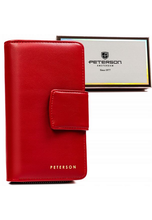 Portfel damski Peterson PTN 76116-F8 czerwony. Kolor: czerwony. Materiał: skóra ekologiczna