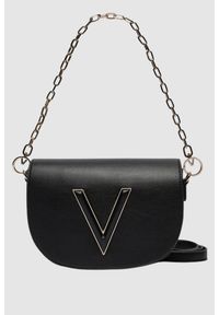 Valentino by Mario Valentino - VALENTINO Czarna torebka Coney Flap Bag. Kolor: czarny. Wzór: paski #3
