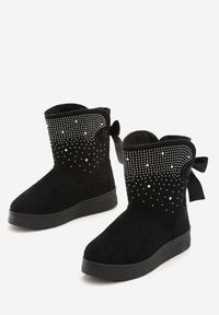Born2be - Czarne Śniegowce Stikine. Wysokość cholewki: za kostkę. Zapięcie: bez zapięcia. Kolor: czarny. Materiał: futro, materiał, satyna. Szerokość cholewki: szeroka #2