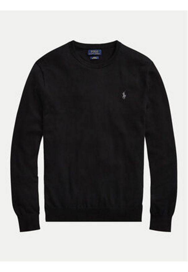 Polo Ralph Lauren Sweter Ls 710684957008 Czarny Slim Fit. Typ kołnierza: polo. Kolor: czarny. Materiał: bawełna