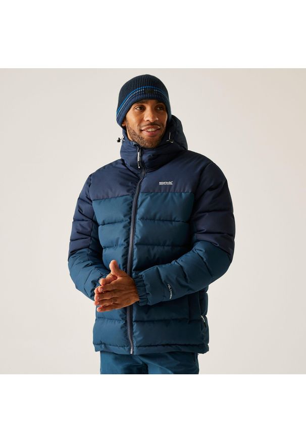 Regatta - Kurtka męska zimowa ocieplana Aldthorn. Kolor: wielokolorowy, niebieski, zielony. Materiał: puch, syntetyk. Sezon: zima. Sport: turystyka piesza