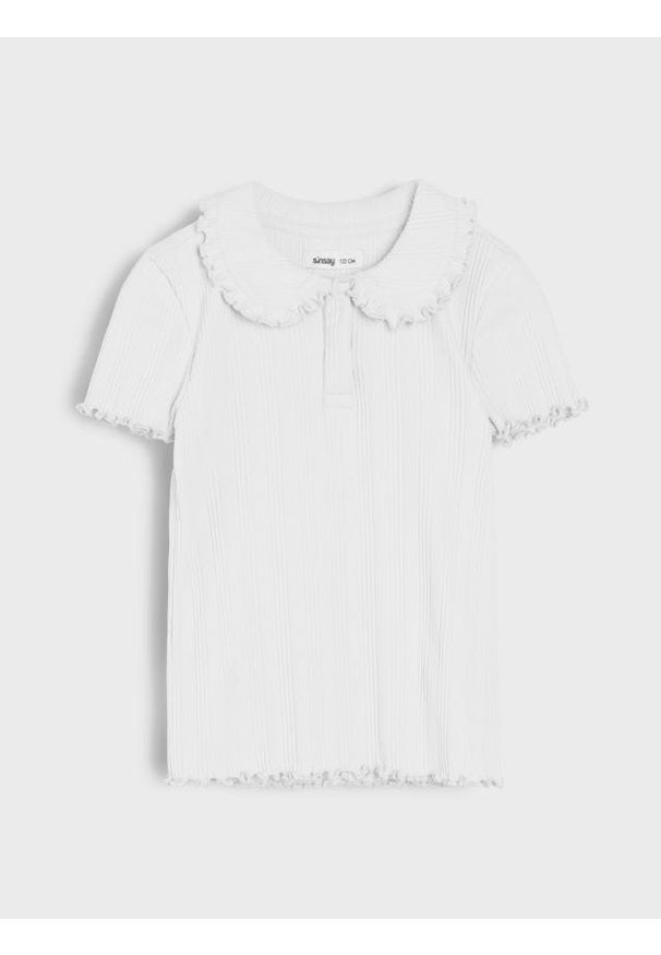 Sinsay - Bawełniana bluzka z kołnierzykiem - biały. Kolor: biały. Materiał: bawełna