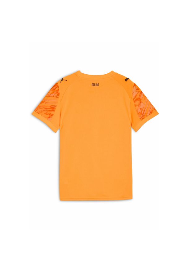 Puma - Młodzieżowa koszulka bramkarska AC Milan 25/26 PUMA Heat Fire Black Orange. Kolor: żółty, wielokolorowy, pomarańczowy, czarny. Materiał: tkanina