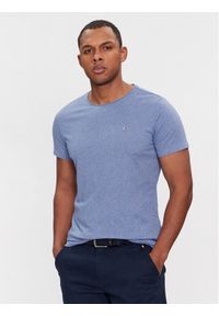 Tommy Jeans T-Shirt Jaspe DM0DM09586 Niebieski Slim Fit. Kolor: niebieski. Materiał: syntetyk, bawełna