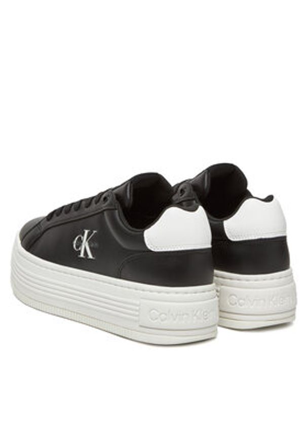 Calvin Klein Jeans Sneakersy Bold Flatf Low Lace Lth YW0YW01878 Czarny. Kolor: czarny. Materiał: skóra