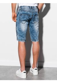 Ombre Clothing - Krótkie spodenki męskie jeansowe - niebieskie W056 - L. Kolor: niebieski. Materiał: jeans. Długość: krótkie