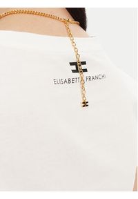 Elisabetta Franchi T-Shirt MA-006-51E2 Biały Regular Fit. Kolor: biały. Materiał: bawełna