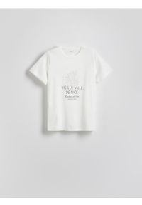 Reserved - T-shirt z aplikacją - biały. Kolor: biały. Materiał: bawełna. Wzór: aplikacja