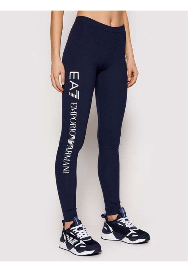 EA7 Emporio Armani Legginsy 8NTP63 TJ01Z 1554 Granatowy Slim Fit. Kolor: niebieski. Materiał: bawełna