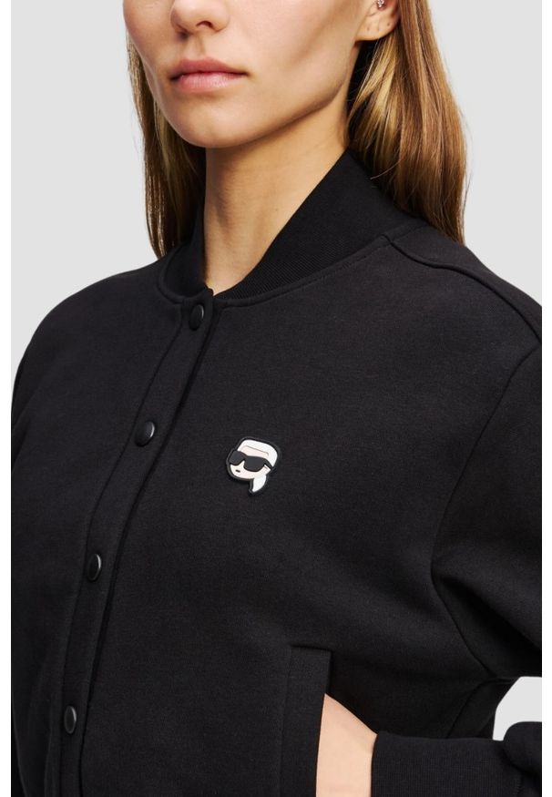 Karl Lagerfeld - KARL LAGERFELD Сzarny damski bomber Ikon Patch Buttons, Rozmiar S. Kolor: czarny