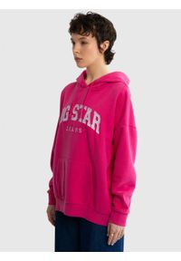 Big-Star - Bluza damska z kapturem różowa Rubialsa 602. Okazja: na co dzień. Typ kołnierza: kaptur. Kolor: różowy. Materiał: bawełna. Wzór: haft. Styl: casual, klasyczny #4